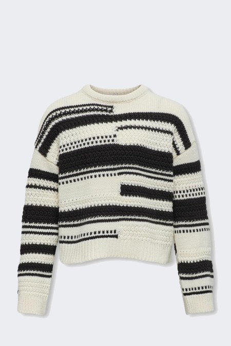 KNIT 15329329 TOFU/BLACK