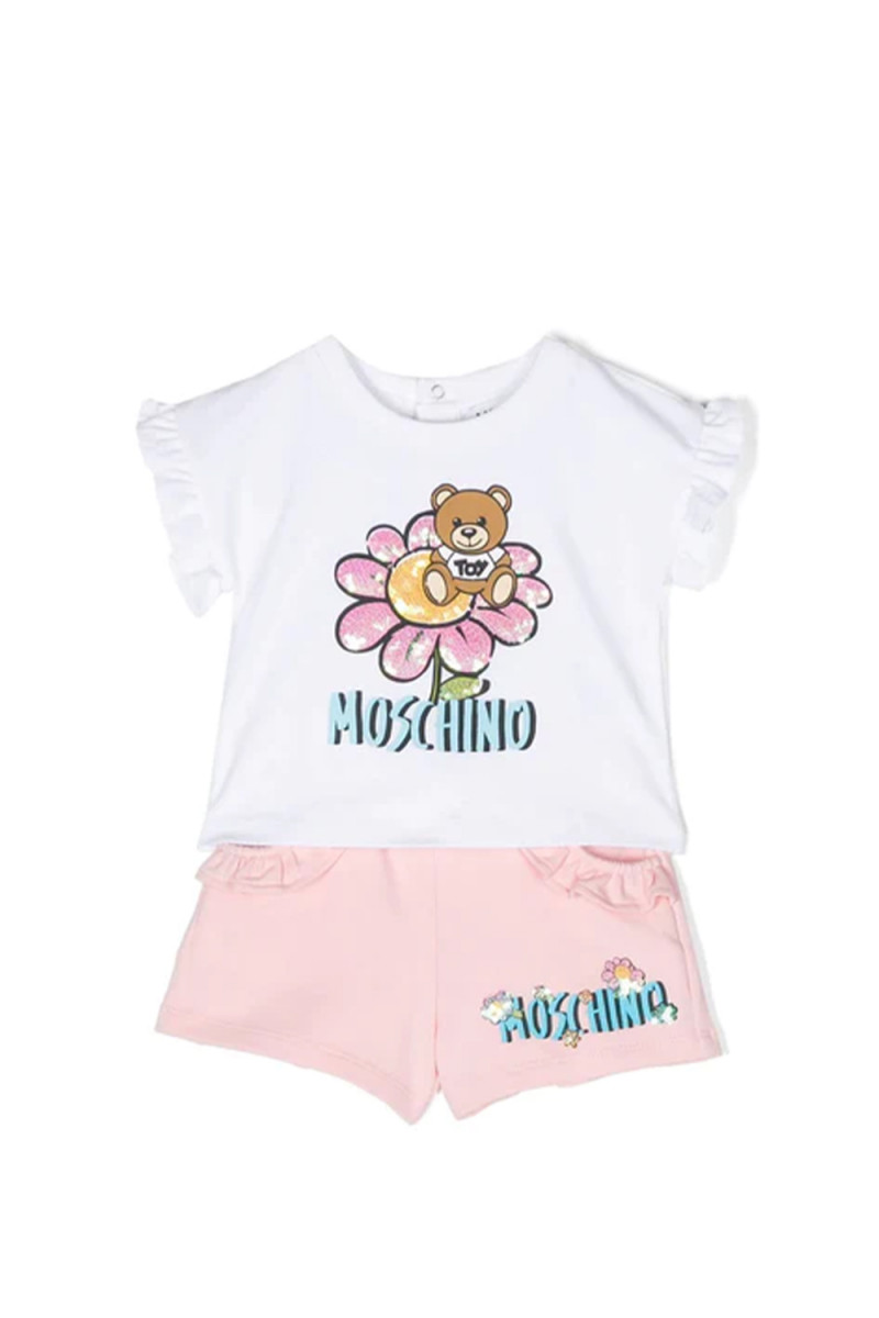 Moschino SET T-SHIRT / SHORT MDG00P BIANCO / ROSA