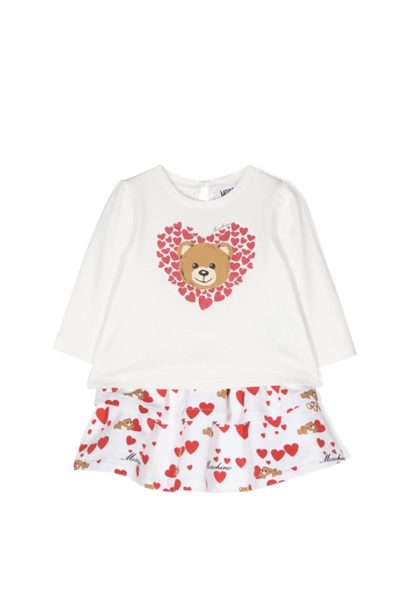 Moschino T-SHIRT AND SKIRT SET MDK02J-LDB9B BIANCO